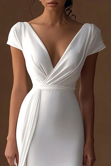 Ivory Mermaid V-Neck Engagement Dress